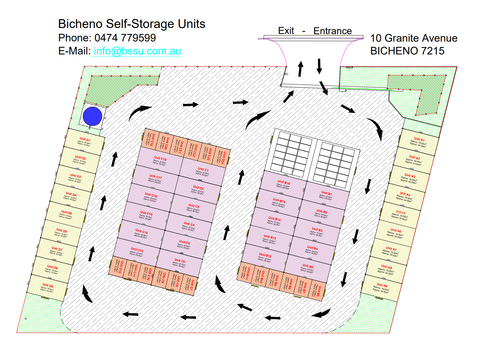 Bicheno Self Storage Units Facility Map